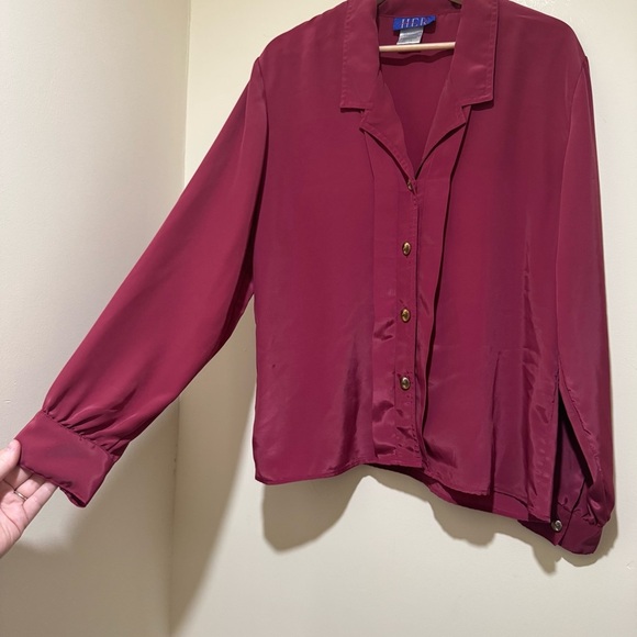 Women’s Vintage H.E.R 80’s Button Down Long Sleeve Collared Blouse Size Large - Picture 7 of 16